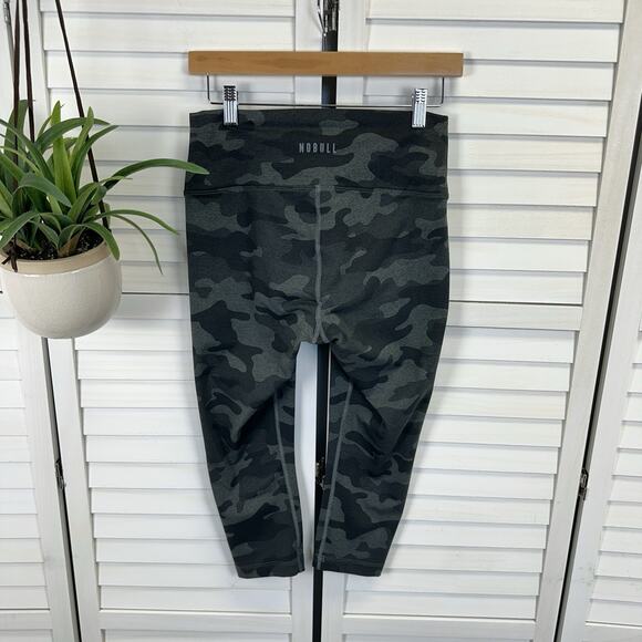 Nobull High Heather Crop Legging Green Carbon Camo Athletic Workout Pants Size M - Picture 5 of 12